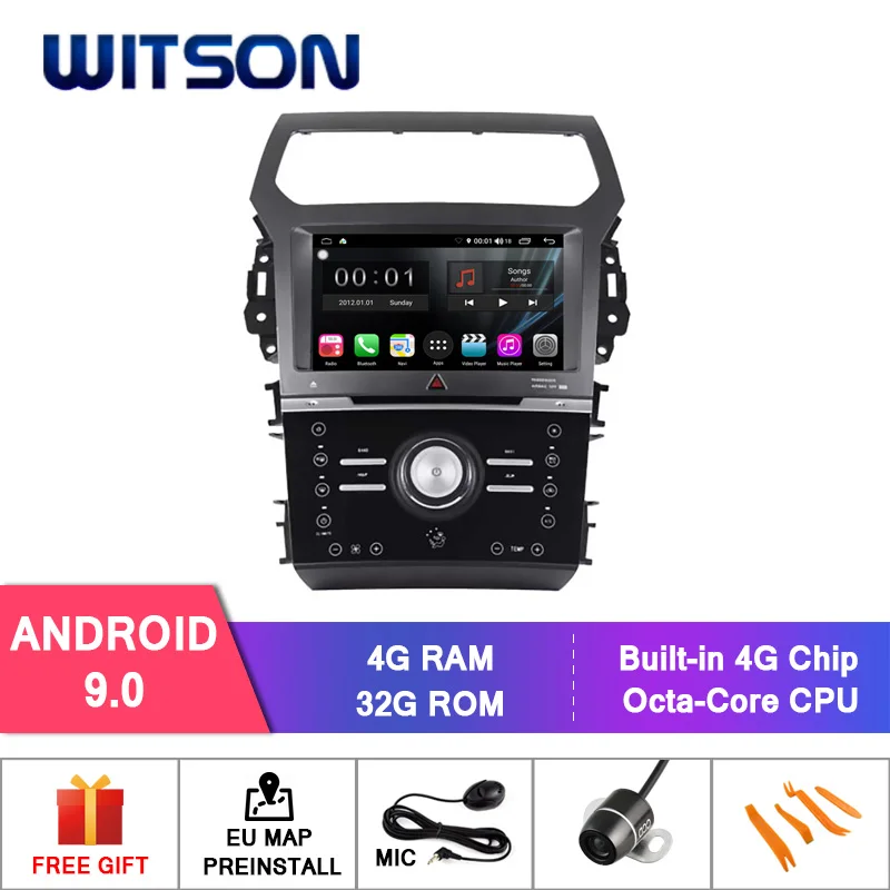 WITSON S300 Android 9.0 CAR DVD for Manual AIR FORD EXPLORER 8 Octa Core 4GB RAM 32GB flash GPS+GLONASS+WIFI/4G+DSP+DAB+OBD+TPMS