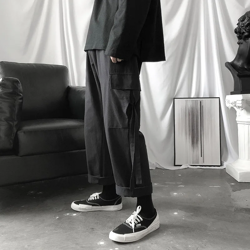 

BOY'S Pants INS Hong Kong Style Loose-Fit Versatile Straight-Cut Bib Overall Men's 2019 Online Celebrity Korean-style Trend Casu