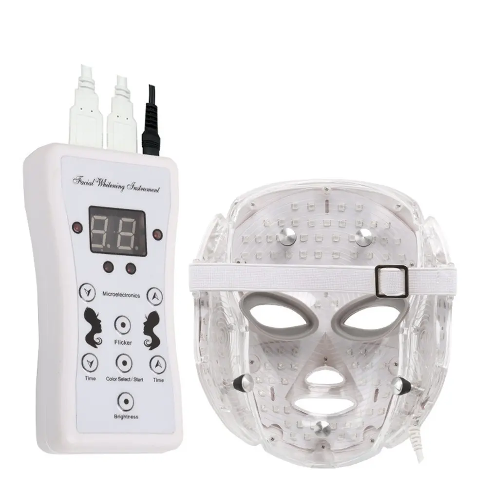 Baratos 7 colores LED máscara Facial máscara de terapia Led máscara de terapia de luz acné cuello máscara Facial coreano cuidado de la piel PAQUETE DE BOLSA DE OPP