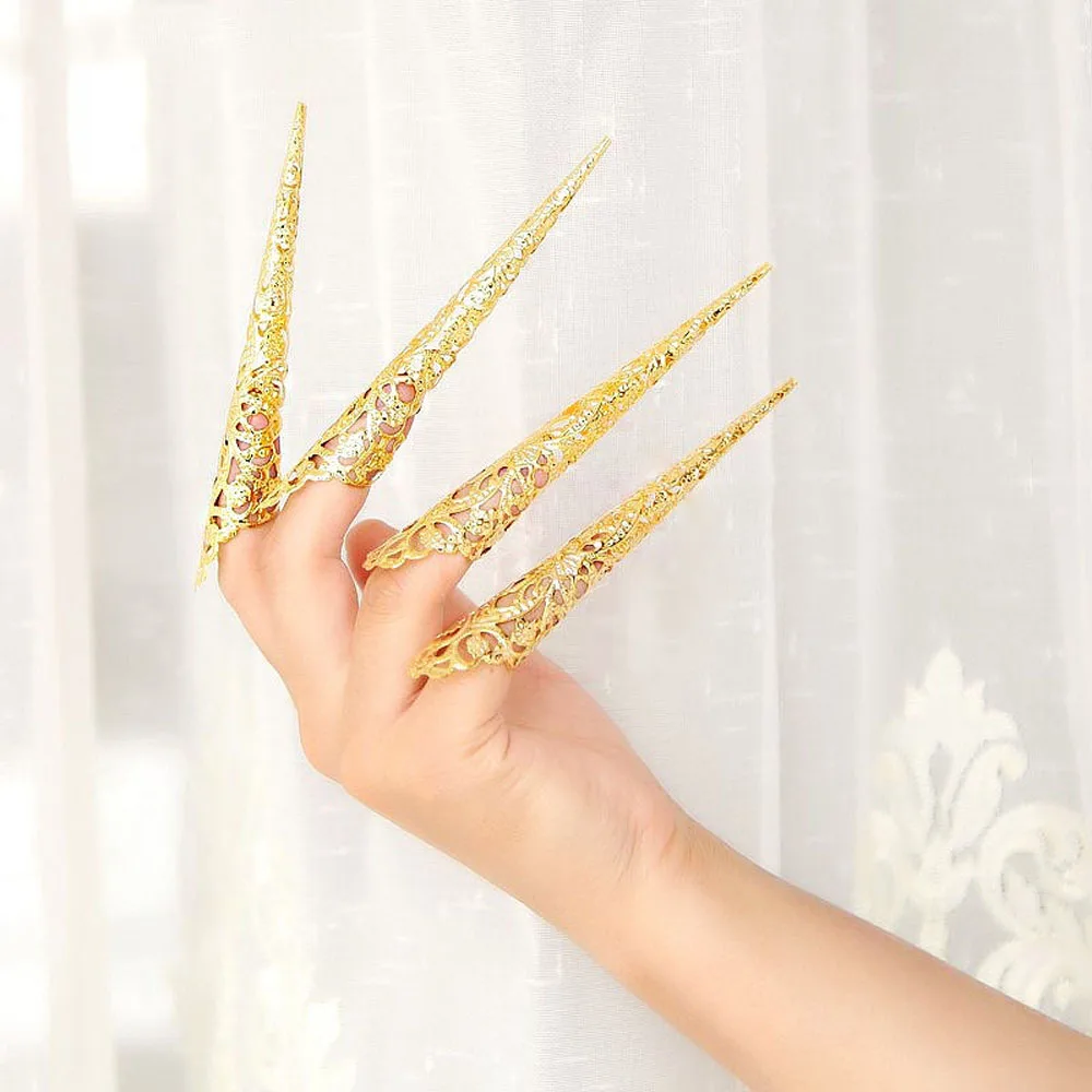 Ancient Antique Style Queen Nail Rings Hollow Knuckle Finger Ring Finger Tip Belly Dance Fashion Jewelry Accessories 5 Pcs finger ring jewelry accessories