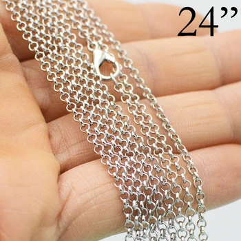 

100 pcs - 24 Inch Rolo Necklace, Antique Siver Color Rolo Chain, Rolo Link Chain Necklace Wholesale, 24 Inch Rolo Chain Bulk