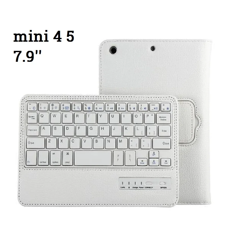Магнитный Coque Чехол для iPad mini 4 с клавиатурой Bluetooth PU кожаный съемный чехол для iPad mini 4 корпус клавиатуры A1550 A1538 - Цвет: White