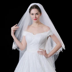 Elegent Wedding Veil Bridal Tulle Veils with Comb Two Layers 1.5 Meters  White Wedding Veils Cheap 2020 Bridal Veil
