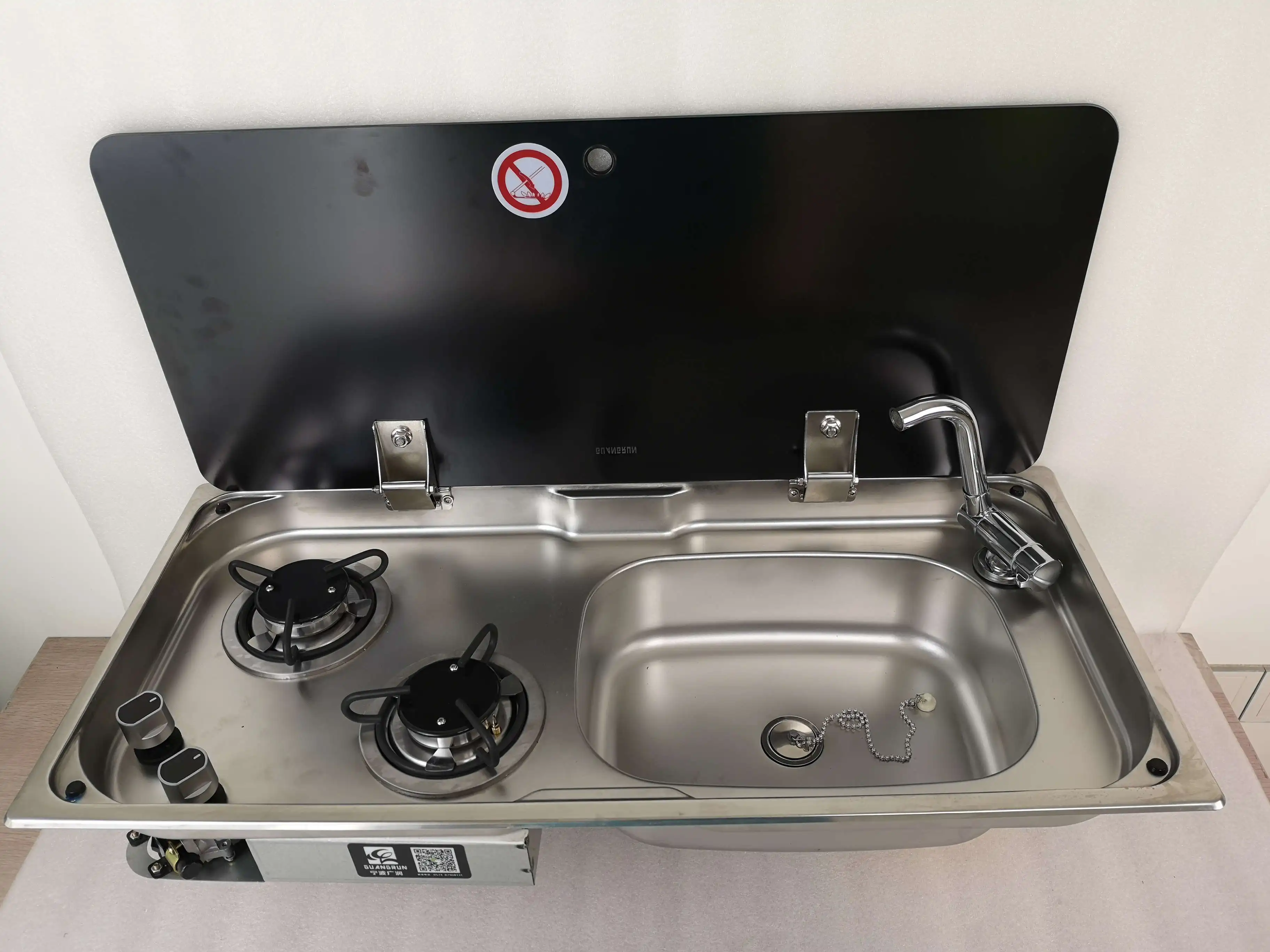 Лодка Караван RV Кемпер 2 горелки LPG газовая плита конфорка и комбинированная раковина с закаленным Стекло Топ 775*365*150/120 мм GR-904RS