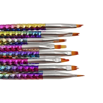 

8pcs/Set Smile Moon Shaped Acrylic French Nail Art Brush Set UV Gel Polish Gradient Color Tips 3D DIY Painting Drawing Liner Pen