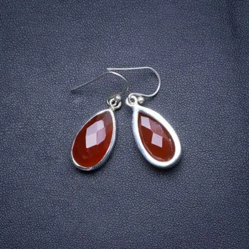 

Natural Carnelian Handmade Unique 925 Sterling Silver Earrings 1.25" X4649