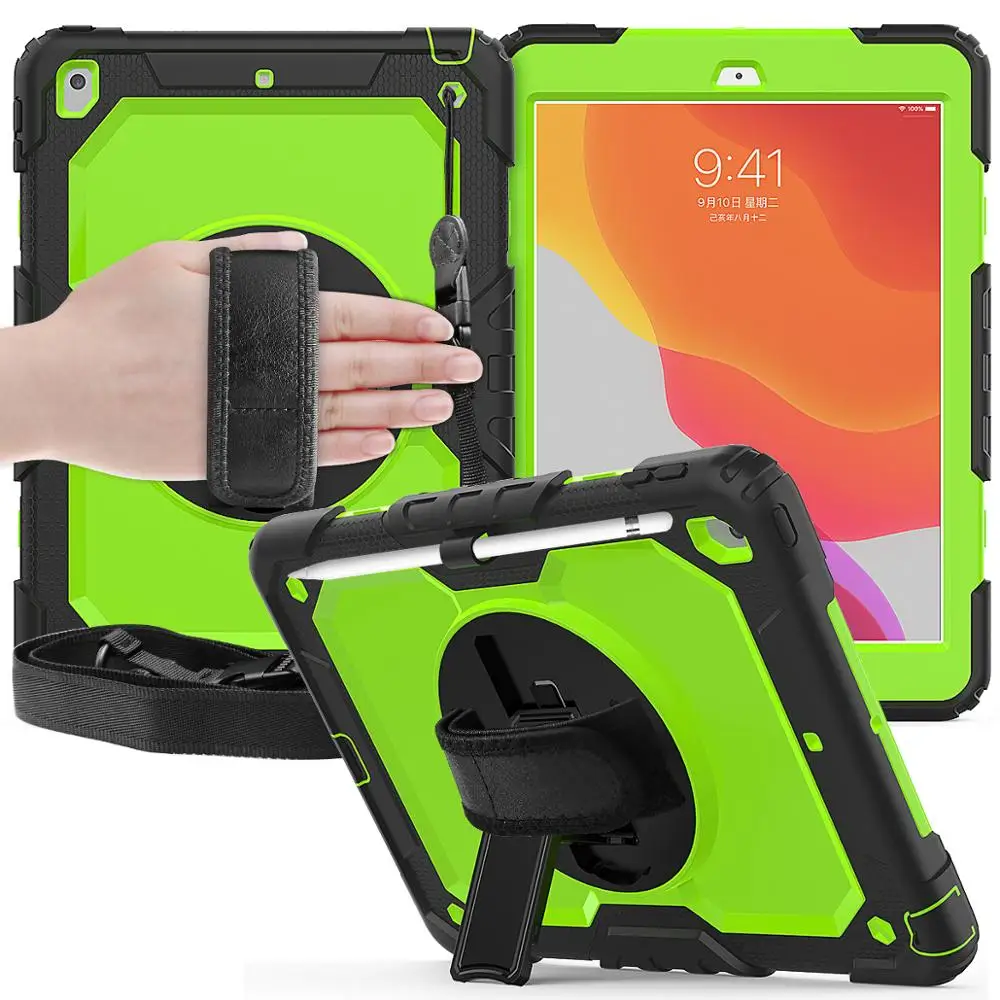 Для нового iPad 7 го поколения A2200 A2198 A2232 чехол на 360 градусов вращающийся противоударный детский чехол для iPad 10,2 чехол s funda+ ручка - Цвет: Белый