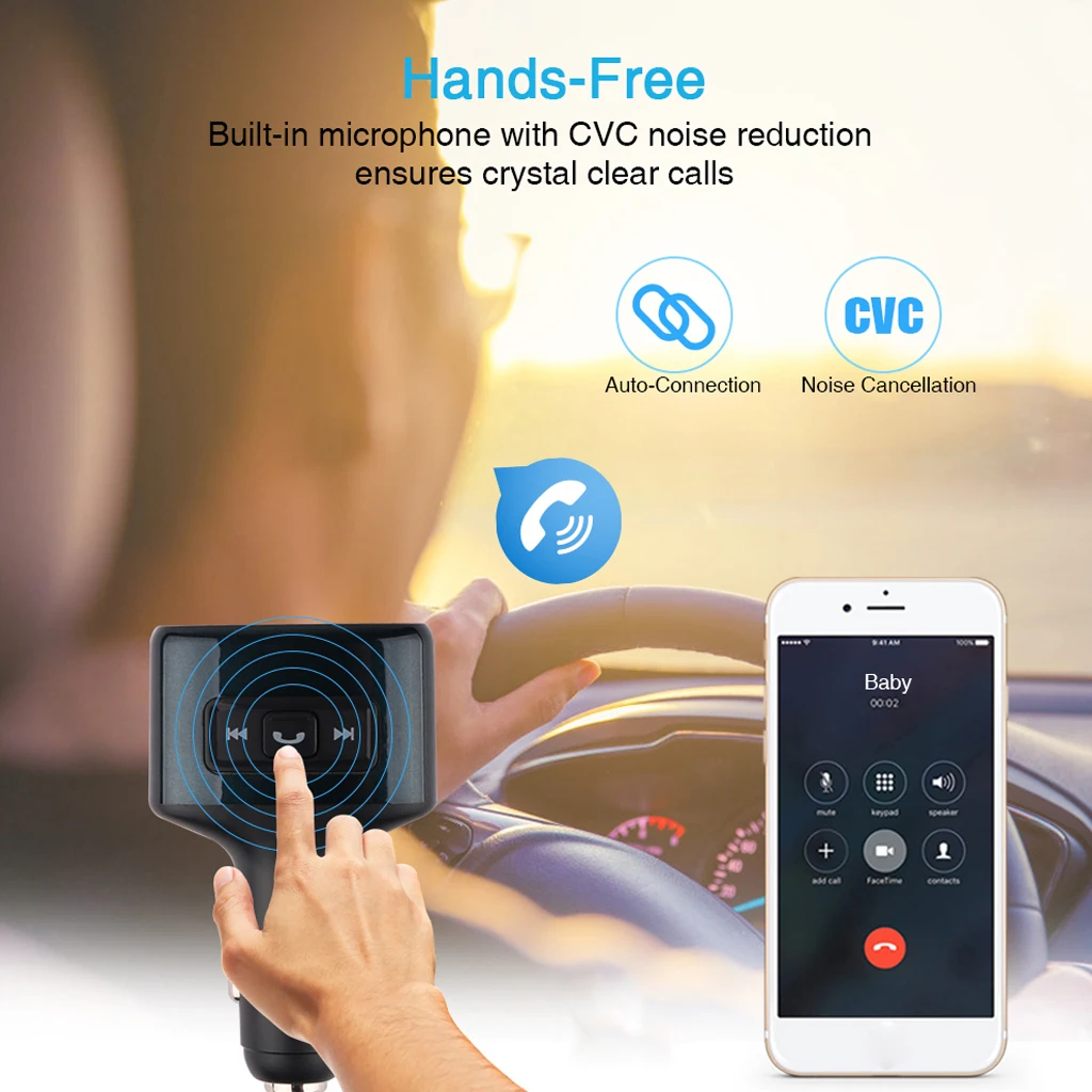 Автомобильный MP3-плеер беспроводной Bluetooth fm-передатчик модулятор HandsFree car Kit 5V 3A USB для телефона