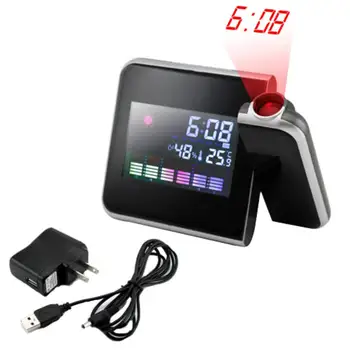 

Projection Digital Weather LCD Snooze Alarm Clock With Power Cord Projector Color Display LED Backlight