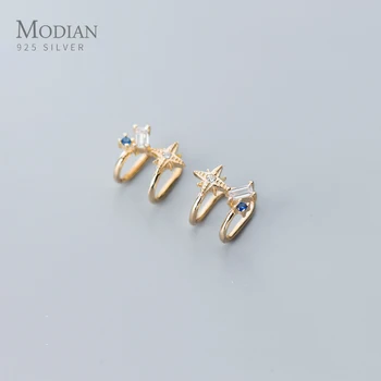 

MODIAN Fashion Punch-Free Earring for Women Authentic 925 Sterling Silver Shining Zircon Luxury Stars Clips Earring Fine Jewelry