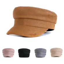 Модная зимняя британская Шапка-берет, замшевая шапка на плоской подошве, ретро темно-синие Шапки, модные повседневные уличные головные уборы