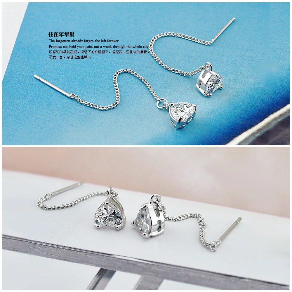 Серьги гвоздики из серебра 925 пробы с классическим Цирконом|silver ear studs|ear studsearring
