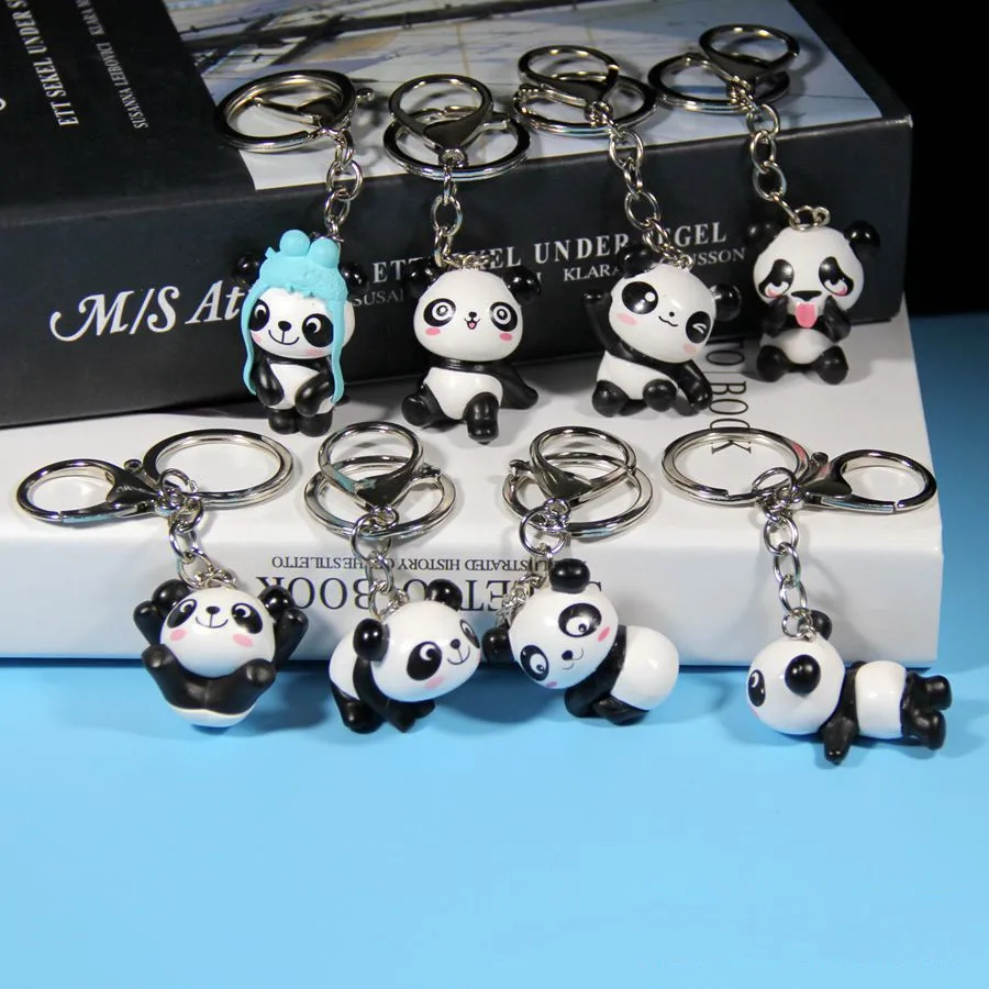 

8pcs Cute Panda Key Rings Keychain Mix color Kids Birthday Party Favors Xmas New Year Party Gifts For Friends