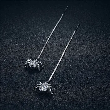 

Gold Color Alloy Earrings For Women 1Pair Dangle Long Crystal Spider Earrings Jewelry Earrings Punk