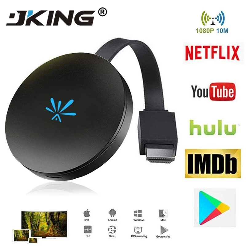 JKING G6 Plus ТВ-палка 2,4 ГГц видео WiFi дисплей донгл HD Цифровой HDMI медиа видео стример ТВ донгл приемник для Chromecast 2 - Цвет: G6 Plus