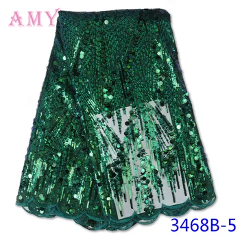 

Latest African Lace Fabric Gold French Mesh Sequins Lace Fabric With Sequins Nigerian Lace Fabric For Wedding Dress AMY3468B