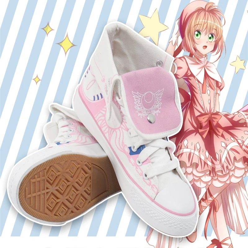 Аниме Cardcaptor Sakura Косплей обувь Сакура КИНОМОТО Косплей парусиновая обувь Хэллоуин Карнавал Вечерние Повседневная обувь для отдыха