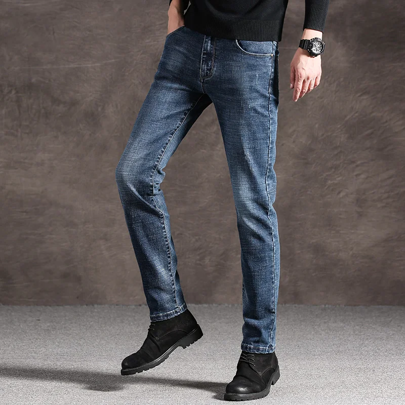Брендовые мужские джинсы стрейч синие джинсы Бизнес Slim Fit джинсы размер 38 40 осень зима джинсы для мужчин