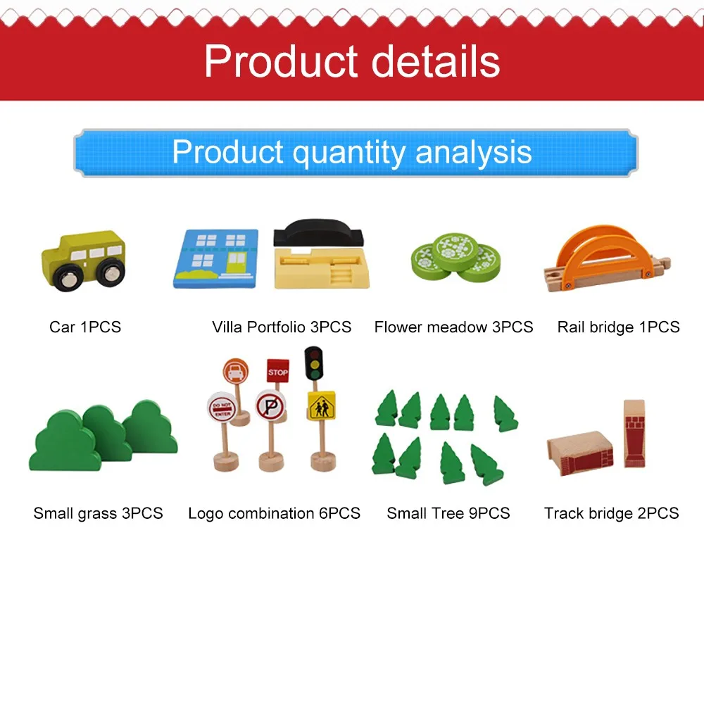 78 шт. деревянный поезд трек головоломка Магнитная модель автомобиля слот деревянная железная дорога паззлы детские развивающие игрушки для детей дошкольного возраста