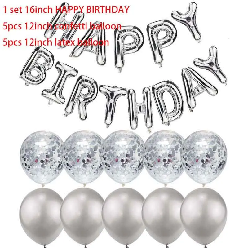 Серебряные шары с днем рождения для украшения дня рождения детей взрослых розовый Золотой синий шар фольги день рождения набор деко шар S1XZ