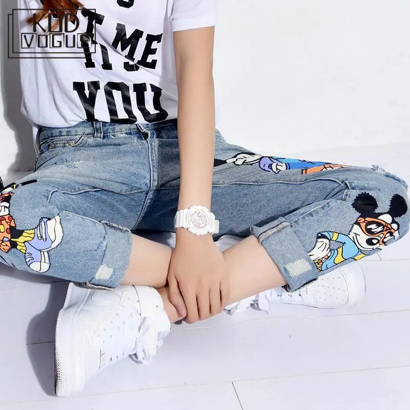 2020 Jeans Women Casual Denim High Waist Ankle-Length Boyfriend Pants Women Print Pants Casual Harem Pants Female Plus Size 5XL 2020 Jeans Women Casual Denim High Waist Ankle-Length Boyfriend Pants Women Print Pants Casual Harem Pants Female Plus Size 5XL