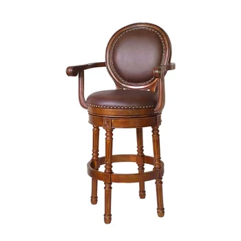 

American Bar Chair, Bar Counter Chair, Solid Wood Bar Stool, European Bar Chair, Retro Simple, High Foot, Back Chair, Swivel Hig