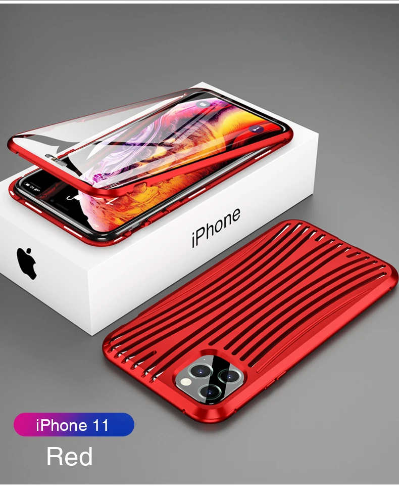 360 Защитный Магнитный чехол для телефона для iPhone 11 Pro Max 7 8 Plus X XS XR XSMax двусторонний чехол из закаленного стекла металлический чехол для костюма