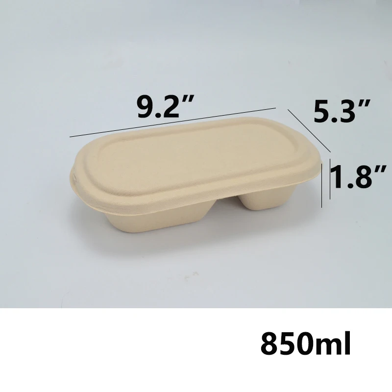 Одноразовая целлюлозная вынос Compostable биоразлагаемая коробка для завтрака с крышкой из целлюлозы микроволновый нагревательный контейнер 700 мл/850 мл/1000 мл 50 комплектов - Цвет: 30 OZ