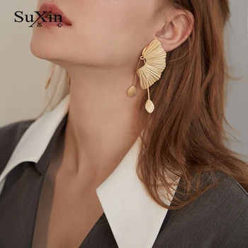 

SuXin earrings 2020 new simple shell bag earrings for women long alloy pendant earrings jewelry gift