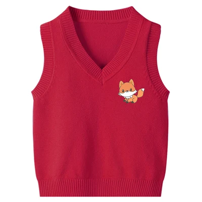 red fox Вязаный жилет для маленьких детей; Осенний жилет; Одежда для мальчиков; Верхняя одежда; хлопковый жилет для мальчиков и девочек; детская одежда - Цвет: red fox