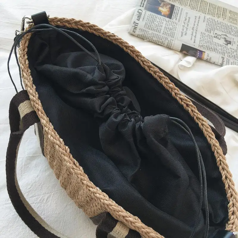 Summer Handmade Woven Bags For Women Straw Beach Bag Rattan Kintted Handbags Totes Bohemia Ladies Basket Crossbody Shoulder Bag