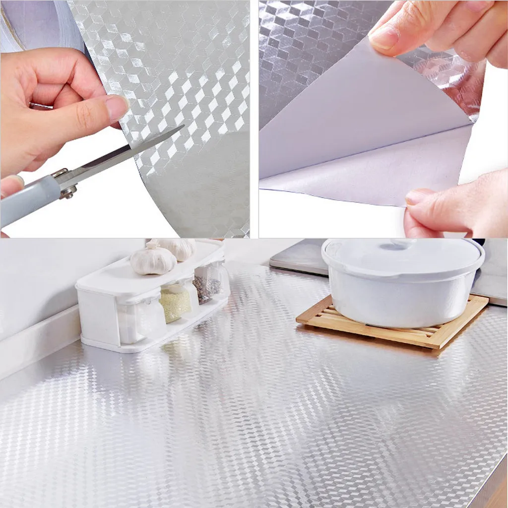 20 DIY водонепроницаемый маслостойкий алюминиевый фольгированный самоклеящийся стикер на стену для печного шкафа самоклеящийся стикер на стену DIY обои