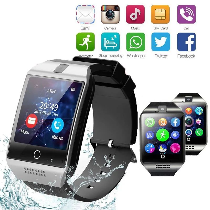 Высококачественные Bluetooth Смарт-часы с камерой Функция касания экрана Smart Sport Band для IOS Android