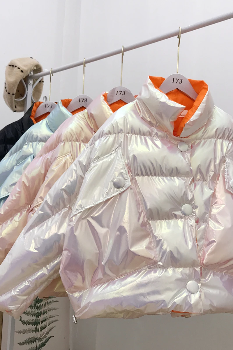 New Bright Bat Sleeve Loose Cotton-padded Jacket Coat Women Winter Thickened Coats Girls Warm Short Bread Jackets Oversize Femme