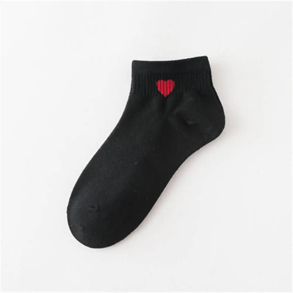 Милые мягкие Короткие хлопковые носки с сердечками; сезон весна-лето; модные Студенческие Носки - Цвет: BlackSide