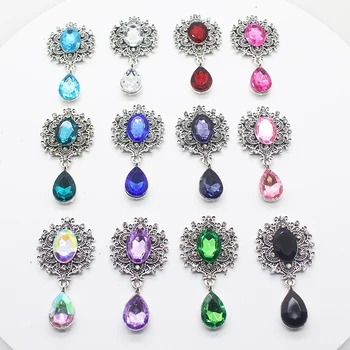 

Wholesale Price Water Drop Brooches Buttons 5pcs/Lot 25x45mm Sewing Alloy Button Decor accessories DIY Sewing Beautiful Wedding