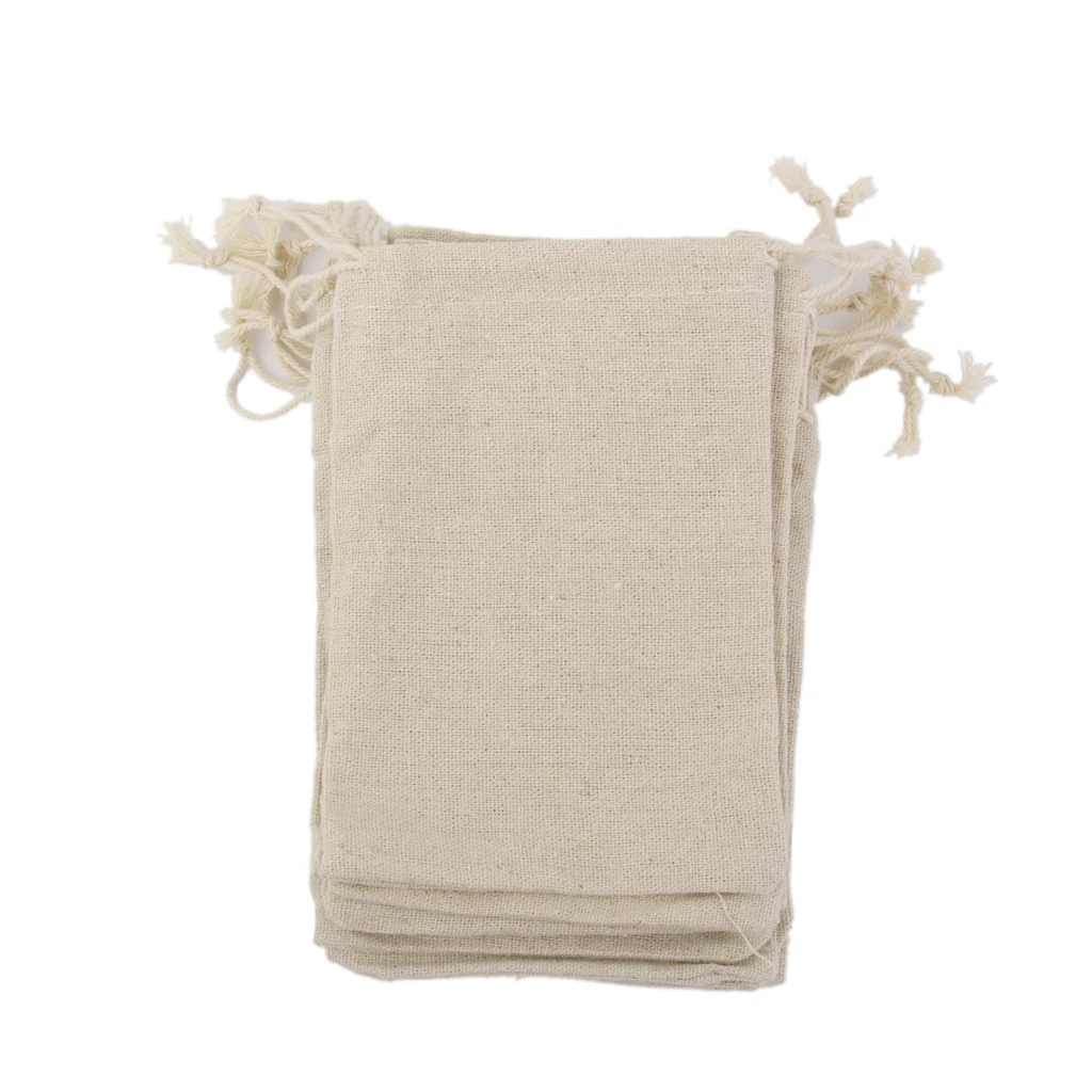 10pcs Natural Burlap Bags Jute Hessian Drawstring Sack Small Wedding Favor Gifts