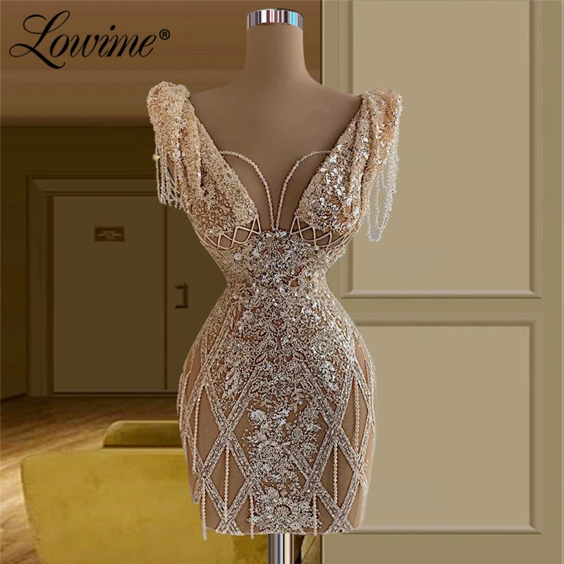 Lowime Vestidos Fiesta Cortos de lujo para mujer, vestidos de fiesta cóctel de lujo con color champán, estilo Dubai, graduación, Homecoming, 2022| | - AliExpress