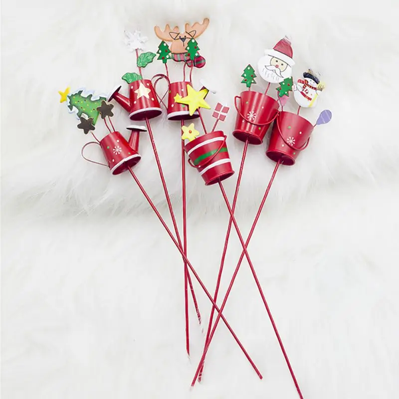 

Christmas Ornament Painted Iron Kettle Bucket Pendant Ornament Christmas Decoration for Holiday Home Party Decorations