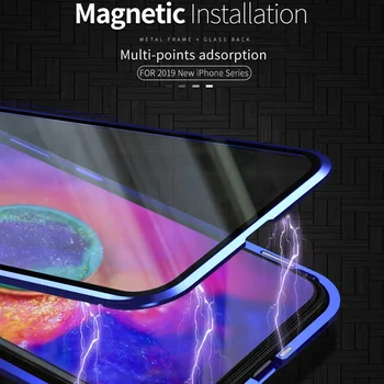

Magnetic Case For Iphone 11 Pro X XS Max XR 8 7 Plus Coque 360 Double Side Tempered Glass Metal Phone Fundas Cover Magnet Cases