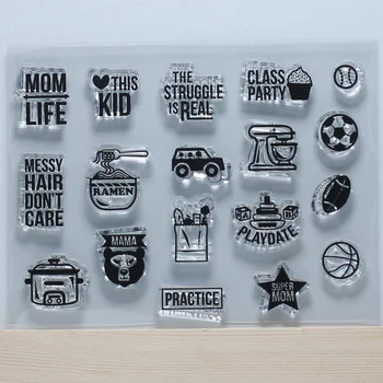 

Super mom life kid class party practice Play date Rubber Silicone Seal transparent clear rubble stamps for DIY Scrapbooking