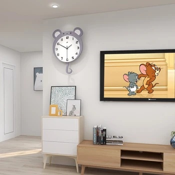 

Pendulum Cute Wall Clock Large Creative Silent Cartoon Wall Clocks Living Room Modern Reloj De Pared Vintage Home Decor AC50ZB
