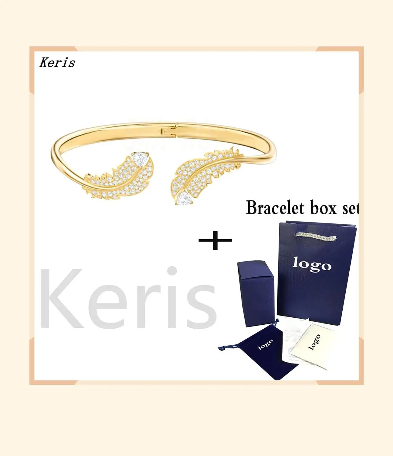

2019 fashion exquisite feather shape nice hinge buckle classic temperament crystal bracelet to send ladies commemorative gift