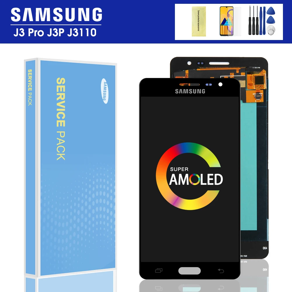ЖК-дисплей 100% Super AMOLED 5 0 &quotдля Samsung galaxy J3 Pro J3110 J3119 дисплей с сенсорным экраном и