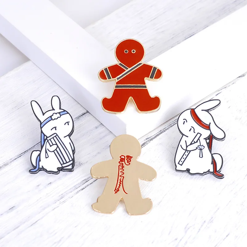 4 шт Mo Dao Zu Shi косплей мультфильм Lan Wang Ji Wei Wu Xian ювелирные изделия значки брошь эмаль булавки ювелирные изделия джинсовая куртка подарок