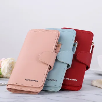 

Geometric Women Wallets with Zipper Pink Phone Pocket Purse Card Holder Patchwork Women Long Wallet Lady Tassel Short Coin Purse