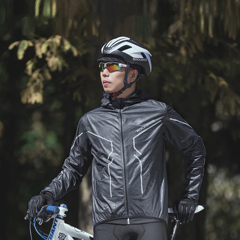 

Reflective Windproof Men Cycling Jacket Hooded Waterproof Road Mountain Bike Cycling Windbreaker Riding Bicycle MTB Clothing