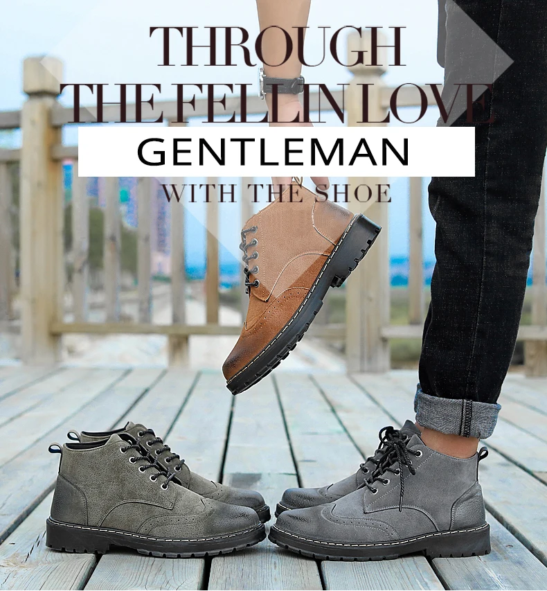 LINGGE/брендовые зимние ботинки модные мужские теплые ботинки мужские ботинки ручной работы из искусственной кожи на шнуровке на меху