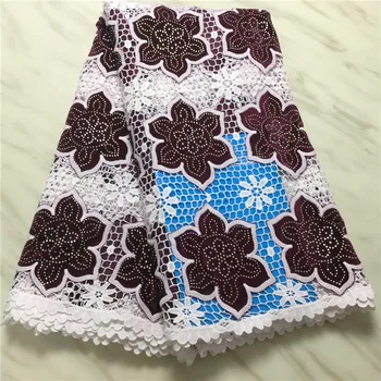 

purple Latest African Velvet Lace Fabrics High Quality 2019 Nigerian Lace Fabric with Stones Lace for Women Dress F16108