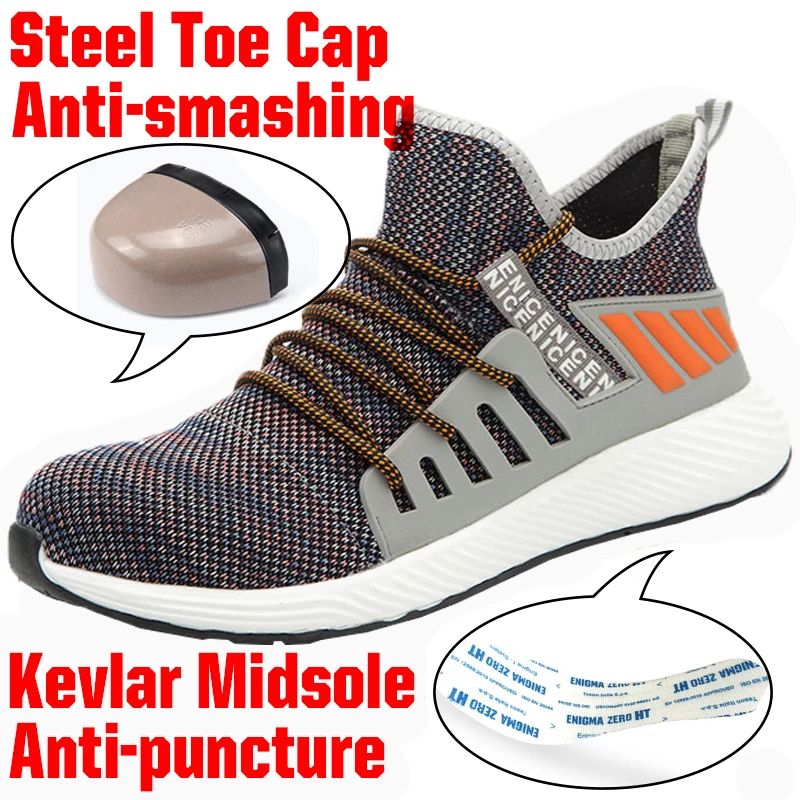 Steel Toe Work Shoe Men Women Trainer Shoes Puncture-Proof Safety Sneakers Light Breathable Industrial &amp Construction | Безопасность